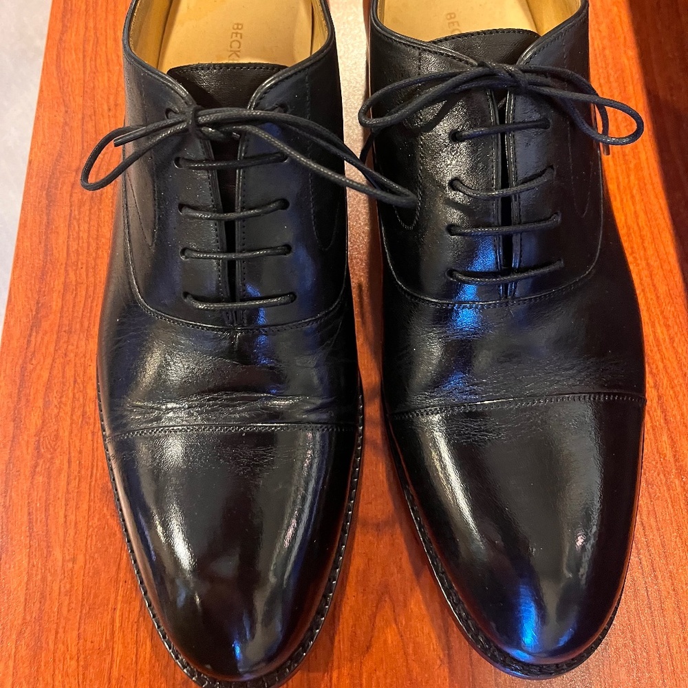 Beckett Simonon black cap toe shoes 9 1/2
